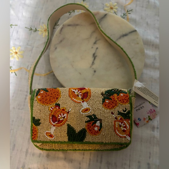 Made In india Beaded Oranges Aperol Spritz Shoulder Viral tjmaxx purse - Picture 1 of 3